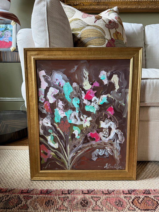 19x23 florals in a brown room