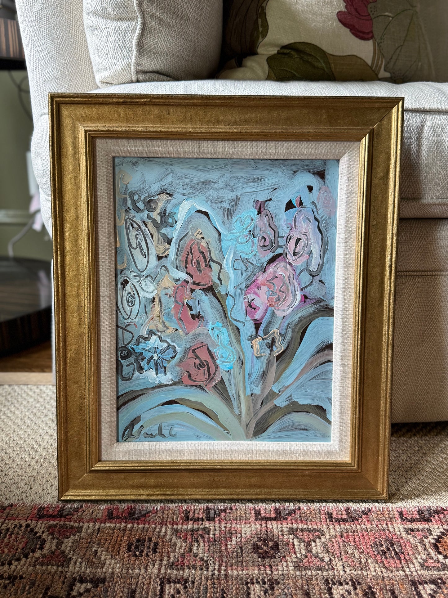 16x19 Florals in a Blue Room