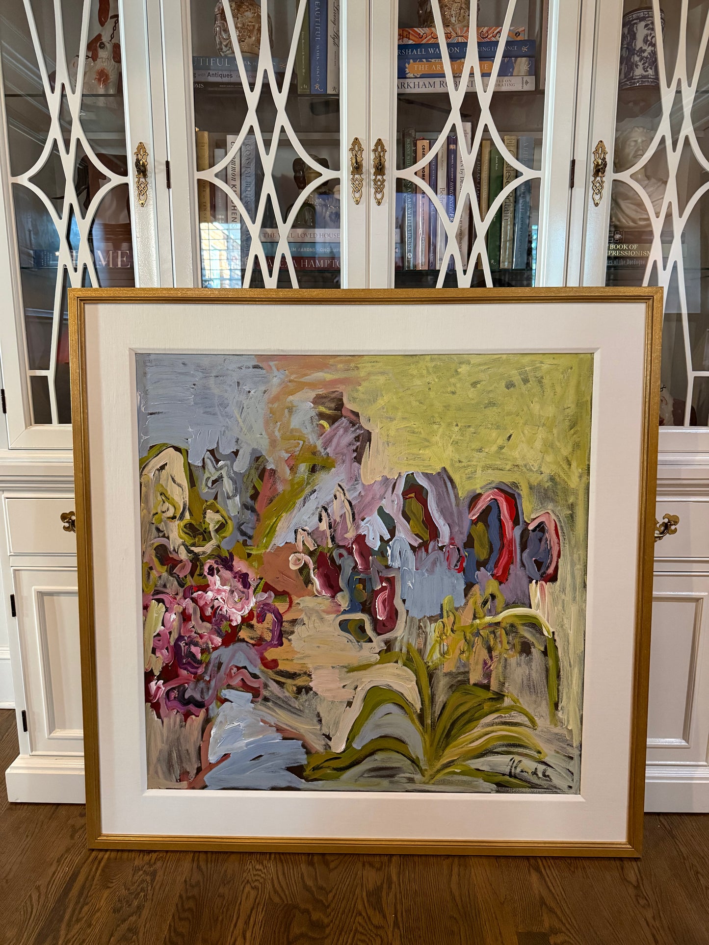 46x46 blue green and plum florals