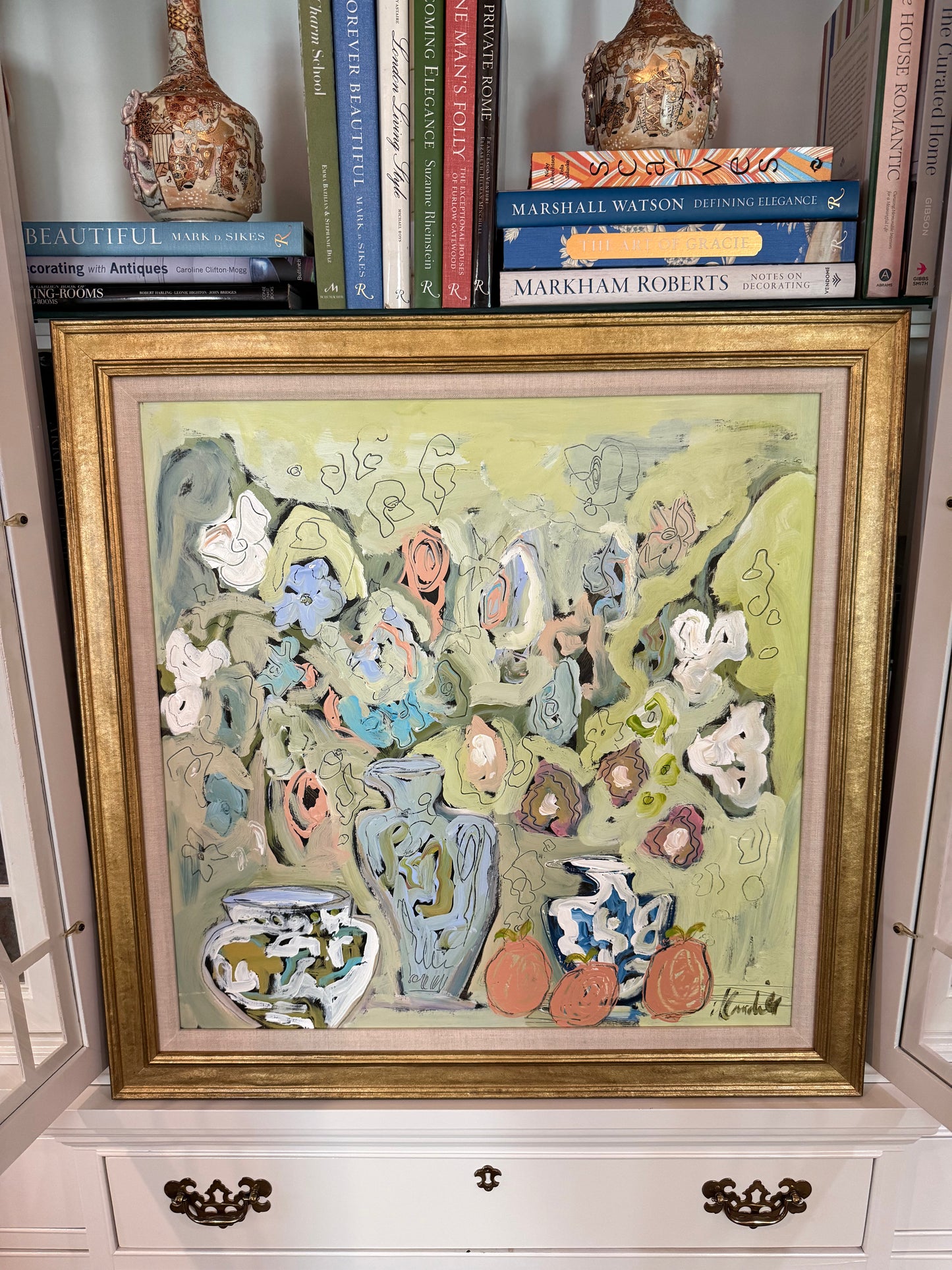 29x29 floral in a green room
